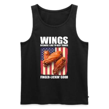 Ailes de poulet drapeau des États-Unis - léchage de doigt bon - Débardeur bio Premium Homme - noir - Devant - Michal (187cm)