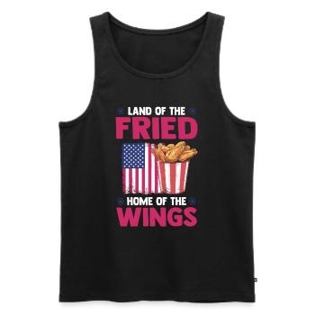 Ailes de poulet Drapeau des États-Unis - Terre des ailes frites - Débardeur bio Premium Homme - noir - Devant - Michal (187cm)