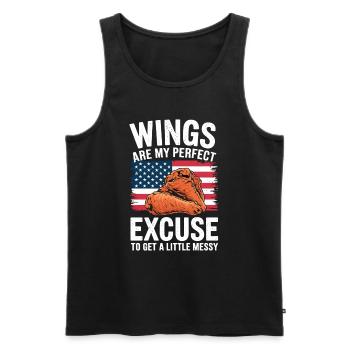 Chicken Wings USA Flag - Wings Excuse Little Messy - Men's Premium Organic Tank Top - black - Front - Michal (187cm)