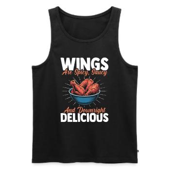 Wings Spicy Saucy Delicious Hot Chicken Wings - Männer Premium Bio Tank Top - Schwarz - Vorne - Michal (187cm)