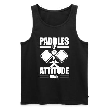 Tennis Pickleball - Paddles Up Attitude Down - Men's Premium Organic Tank Top - black - Front - Michal (187cm)