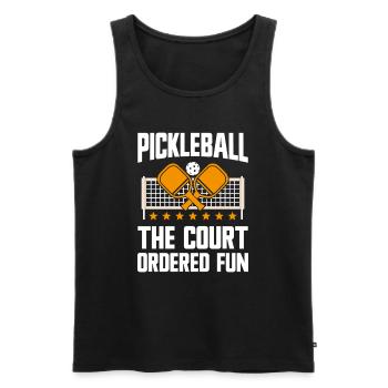 Pickleball : le paddleball amusant ordonné par le tribunal - Débardeur bio Premium Homme - noir - Devant - AI Model Male 178 light (178cm)