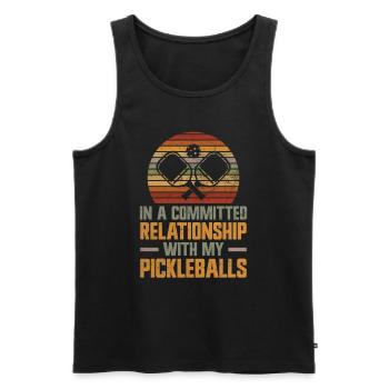 Funny Pickleball Gift - Men's Premium Organic Tank Top - black - Front - AI Model Male 178 light (178cm)
