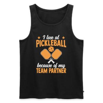 Je perds au pickleball à cause de mon partenaire d’équipe - Débardeur bio Premium Homme - noir - Devant - Michal (187cm)