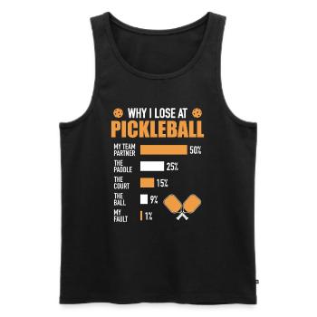 Why I lose in pickleball: funny saying - Men's Premium Organic Tank Top - black - Front - AI Model Male 178 light (178cm)