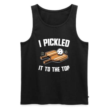 I Pickled It To The Top Pickleball Gift - Men's Premium Organic Tank Top - black - Front - AI Model Male 178 light (178cm)