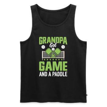 Pickleball Grandpa Paddleball Grandfather Paddle Game - Men's Premium Organic Tank Top - black - Front - AI Model Male 178 light (178cm)