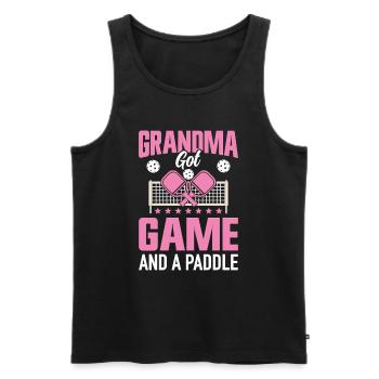 Pickleball Granny Paddleball Grandmother Paddle Game - Men's Premium Organic Tank Top - black - Front - AI Model Male 178 light (178cm)