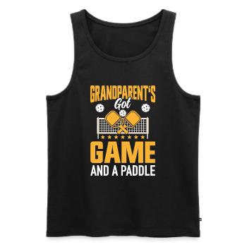 Pickleball Parents Paddleball Grandma Grandpa Paddle - Men's Premium Organic Tank Top - black - Front - AI Model Male 178 light (178cm)