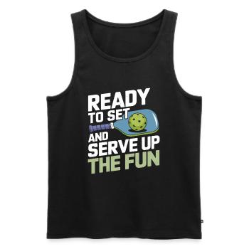 Pickleball Team Sports Paddleball Games - Men's Premium Organic Tank Top - black - Front - AI Model Male 178 light (178cm)