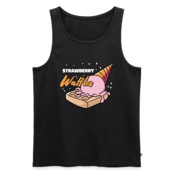 Strawberry Waffles Syrup Breakfast Waffles - Men's Premium Organic Tank Top - black - Front - AI Model Male 178 light (178cm)