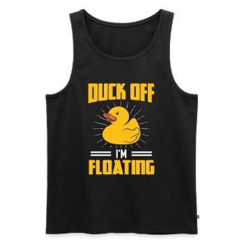 Gelbe Gummiente Duck Off I'm Floating - Männer Premium Bio Tank Top - Schwarz - Vorne - Michal (187cm)