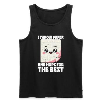 Paper Throwing Scissors Stone Paper Gift - Men's Premium Organic Tank Top - black - Front - AI Model Male 178 light (178cm)