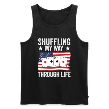 Funny Pinochle Card Player USA Flag - Men's Premium Organic Tank Top - black - Front - Michal (187cm)