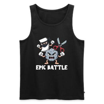 Ciseaux Pierre Papier Kawaii Personnages Jeu d’école - Débardeur bio Premium Homme - noir - Devant - Michal (187cm)