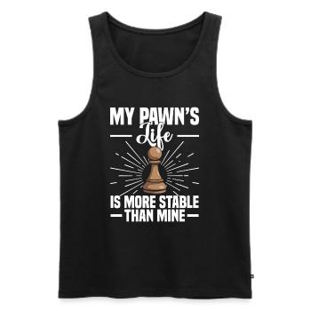 Chess Game Night Pawn Pieces Checkerboard - Men's Premium Organic Tank Top - black - Front - AI Model Male 178 light (178cm)