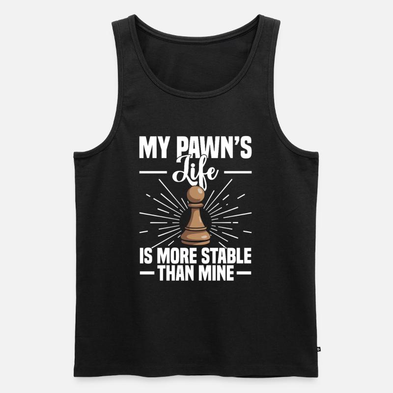 Chess Game Night Pawn Pieces Checkerboard - Männer Premium Bio Tank Top - Schwarz