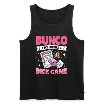 Jeux de dés Bunco Life - Débardeur bio Premium Homme - noir - Devant - Michal (187cm)