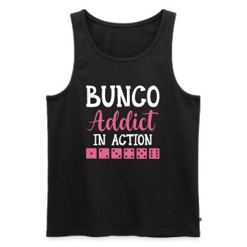 Bunco Addict En Action - Dés de nuit - Débardeur bio Premium Homme - noir - Devant - Michal (187cm)