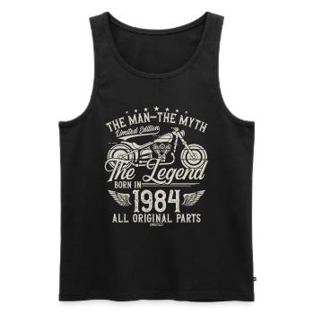 1984 Vintage Man Myth Legend Motorcycle - Men's Premium Organic Tank Top - black - Front - Michal (187cm)