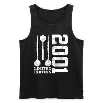 LIMITED EDITION 2001 DARTS 25. GEBURTSTAG - Männer Premium Bio Tank Top - Schwarz - Vorne - Michal (187cm)