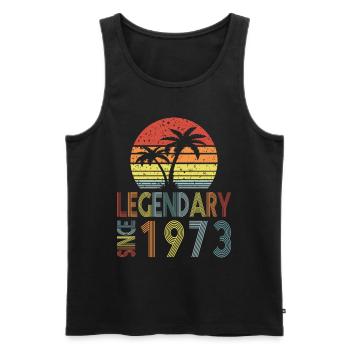 Legendary since 1973 - Men's Premium Organic Tank Top - black - Front - AI Model Male 178 light (178cm)