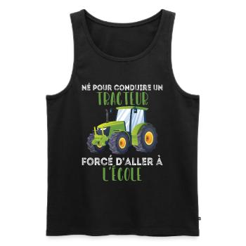 Humour d'agriculteur, Né pour conduire un tracteur - Débardeur bio Premium Homme - noir - Devant - AI Model Male 178 light (178cm)
