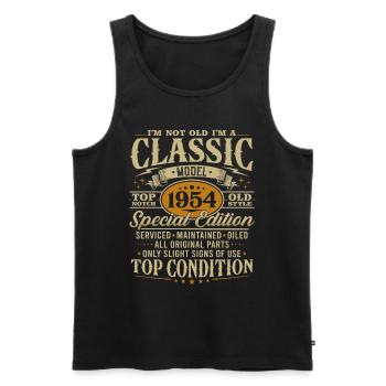 Vintage 1954 classique cadeau d’anniversaire - Débardeur bio Premium Homme - noir - Devant - Michal (187cm)