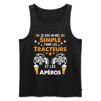 Tracteur Humour Apéro Bière Entre Amis Cadeau Papa - Débardeur bio Premium Homme - noir - Devant - Michal (187cm)