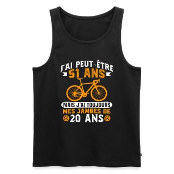 Anniversaire 51 ans pour un cycliste cadeau vélo - Débardeur bio Premium Homme - noir - Devant - Michal (187cm)