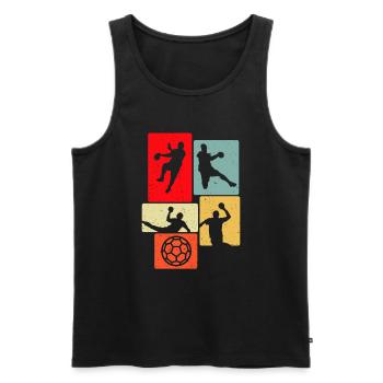Handball Retro Handballer - Men's Premium Organic Tank Top - black - Front - Michal (187cm)