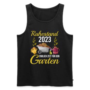 Rentner 2023 Zeit für den Garten Rente - Männer Premium Bio Tank Top - Schwarz - Vorne - AI Model Male 178 light (178cm)