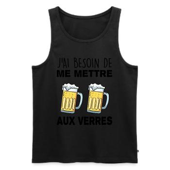 J'ai besoin de me mettre aux verres Humour Bière - Débardeur bio Premium Homme - noir - Devant - Michal (187cm)
