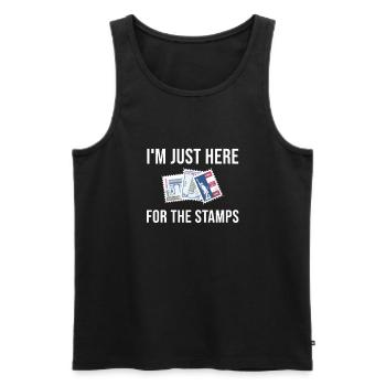 Stamps Collect Collector's Saying - Men's Premium Organic Tank Top - black - Front - AI Model Male 178 light (178cm)