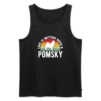 Pomsky dog owner dog breed dog Pomsky - Men's Premium Organic Tank Top - black - Front - AI Model Male 178 light (178cm)
