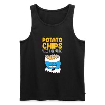 Potato Chips répare tout Chips - Débardeur bio Premium Homme - noir - Devant - AI Model Male 178 light (178cm)