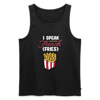 Français Frites Drôles de patates douces Frites Restauration rapide - Débardeur bio Premium Homme - noir - Devant - Michal (187cm)