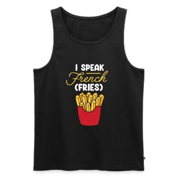 Français Frites Drôle d’amateur de restauration rapide Français frites - Débardeur bio Premium Homme - noir - Devant - Michal (187cm)