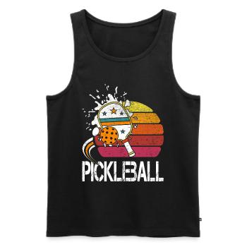 pickleball,-2 t-shirt, - Débardeur bio Premium Homme - noir - Devant - Michal (187cm)