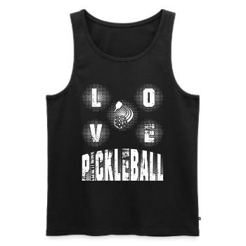 "Love Pickleball" - Men's Premium Organic Tank Top - black - Front - Michal (187cm)