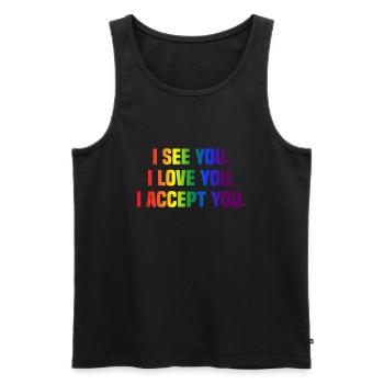 LGBT LGBTQ Lesbian Gay Rainbow Flag Pride - Men's Premium Organic Tank Top - black - Front - Michal (187cm)