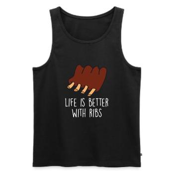 Spare Ribs Food Lover Grilling BBQ Ribs Barbecue - Men's Premium Organic Tank Top - black - Front - AI Model Male 178 light (178cm)