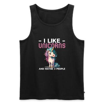 J’aime les licornes mignonnes géniales licornes drôles arc-en-ciel - Débardeur bio Premium Homme - noir - Devant - Michal (187cm)