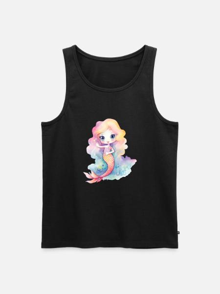 Leuke Zeemeermin Meisje Vrouw Mama Verjaardag Zeemeermin - Mannen Premium Bio Tanktop - zwart