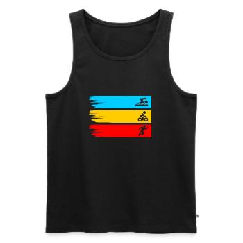Triathlon Schwimmen Radfahren Laufen Sport Triathlet - Männer Premium Bio Tank Top - Schwarz - Vorne - AI Model Male 178 light (178cm)