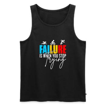 Triathlon Triathlet Schwimmen Laufen Radfahren - Männer Premium Bio Tank Top - Schwarz - Vorne - AI Model Male 178 light (178cm)