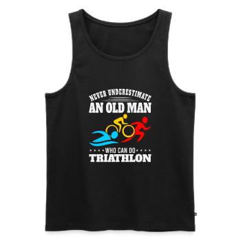 Triathlon Triathlet Schwimmen Laufen Radfahren - Männer Premium Bio Tank Top - Schwarz - Vorne - AI Model Male 178 light (178cm)
