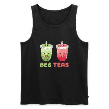 Boba Bubble Tea Cup in Anime Style - Men's Premium Organic Tank Top - black - Front - AI Model Male 178 light (178cm)