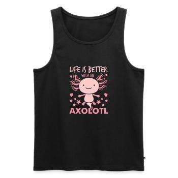 Axolotl Lustiger Mexikanischer Salamander Axolotl - Männer Premium Bio Tank Top - Schwarz - Vorne - Michal (187cm)
