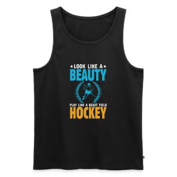 Field Hockey Hockey Player Sports - Men's Premium Organic Tank Top - black - Front - Michal (187cm)